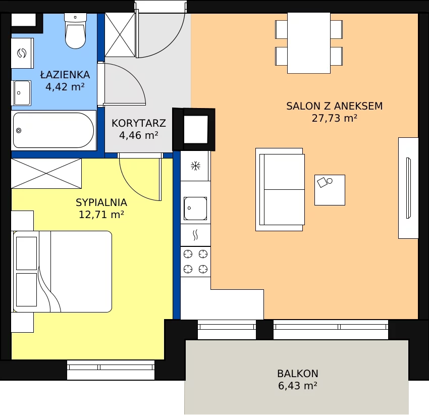Zalety mieszkania 49.32 m², 17