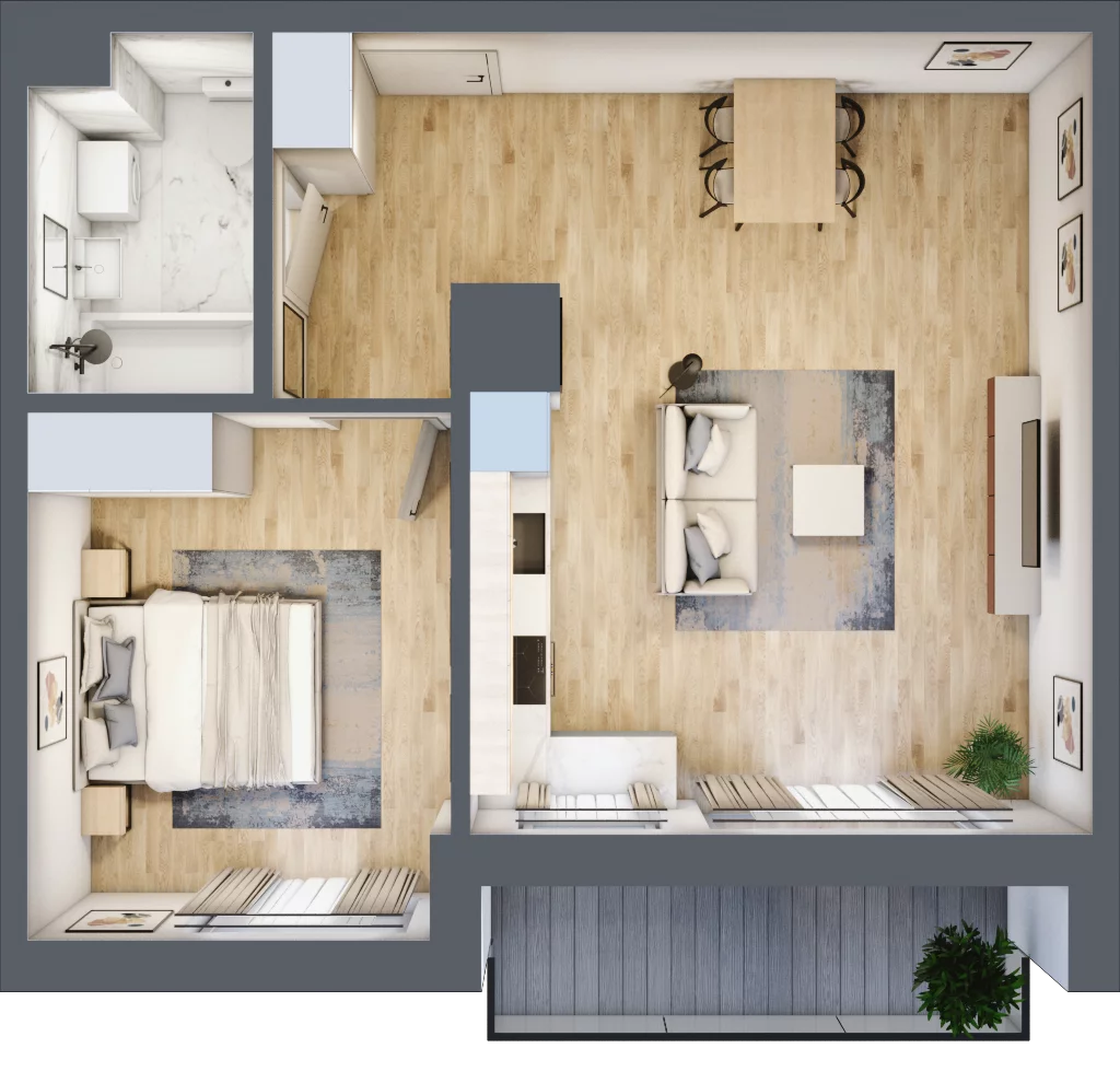 2 pokoje, mieszkanie 49,32 m², piętro 1, oferta nr 17, Aura Mokotów II, Warszawa, Mokotów, Siekierki, ul. Bluszczańska
