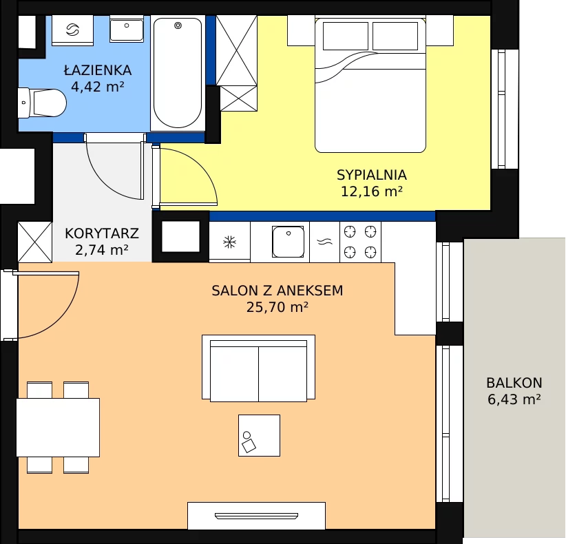 Zalety apartamentu 45.02 m², 19