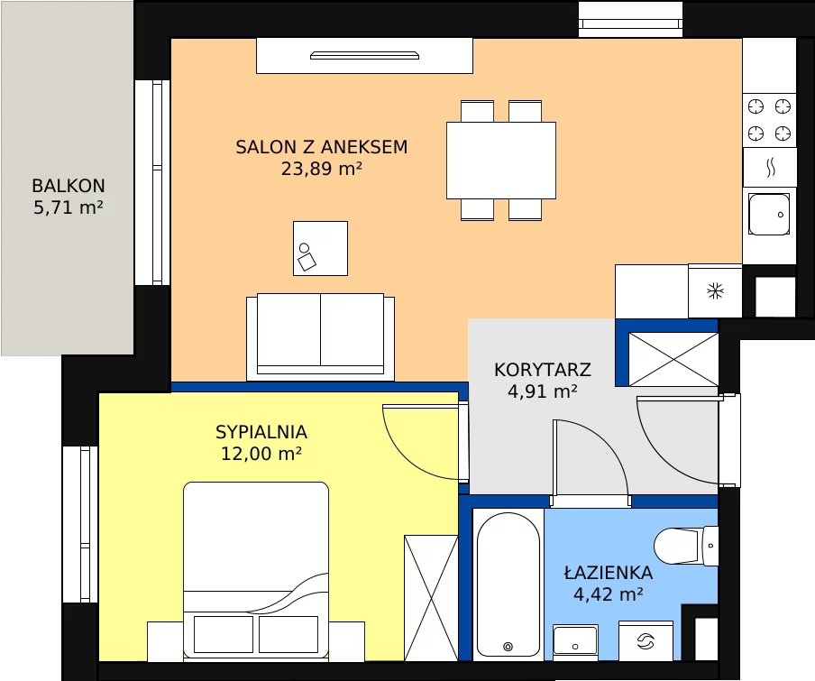 Zalety mieszkania 45.22 m², 21
