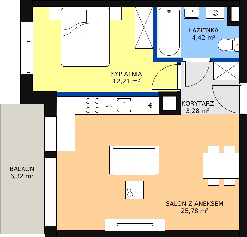Zalety mieszkania 45.69 m², 22