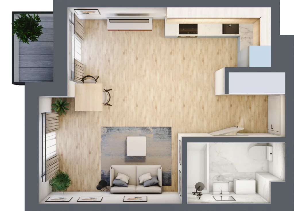 1 pokój, mieszkanie 33,88 m², piętro 2, oferta nr 25, Aura Mokotów II, Warszawa, Mokotów, Siekierki, ul. Bluszczańska