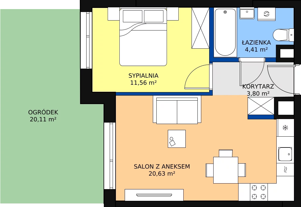Zalety apartamentu 40.4 m², 37