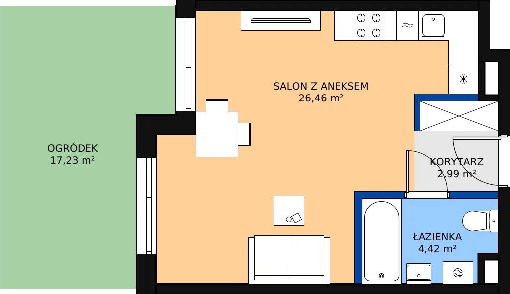 Zalety mieszkania 33.87 m², 38