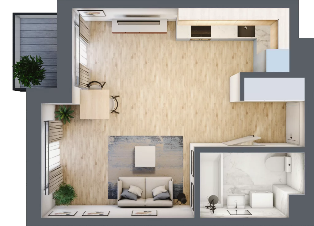 1 pokój, mieszkanie 33,87 m², piętro 1, oferta nr 51, Aura Mokotów II, Warszawa, Mokotów, Siekierki, ul. Bluszczańska