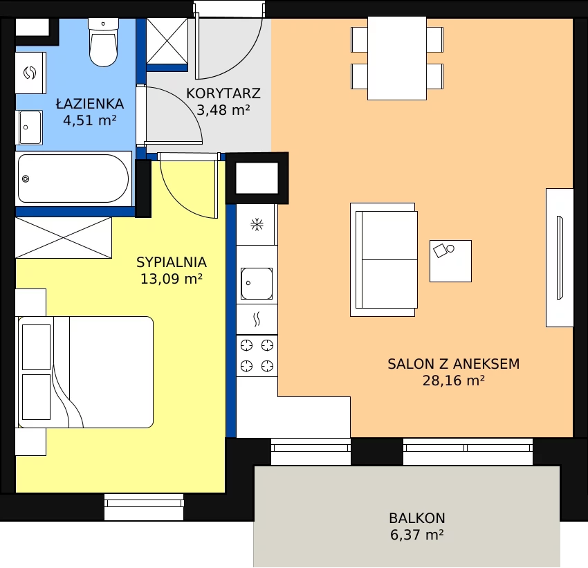 Zalety mieszkania 49.24 m², 56