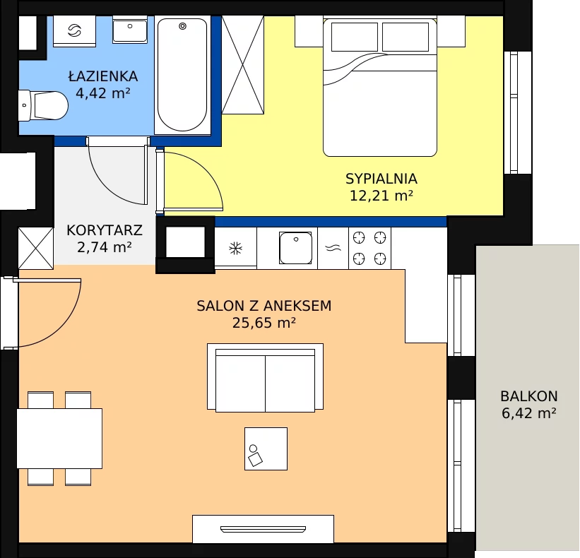 Zalety mieszkania 45.02 m², 58