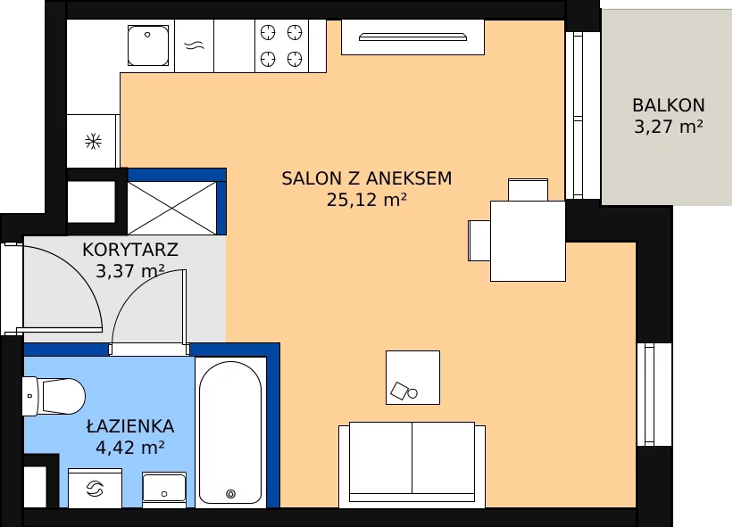 Zalety apartamentu 32.91 m², 67
