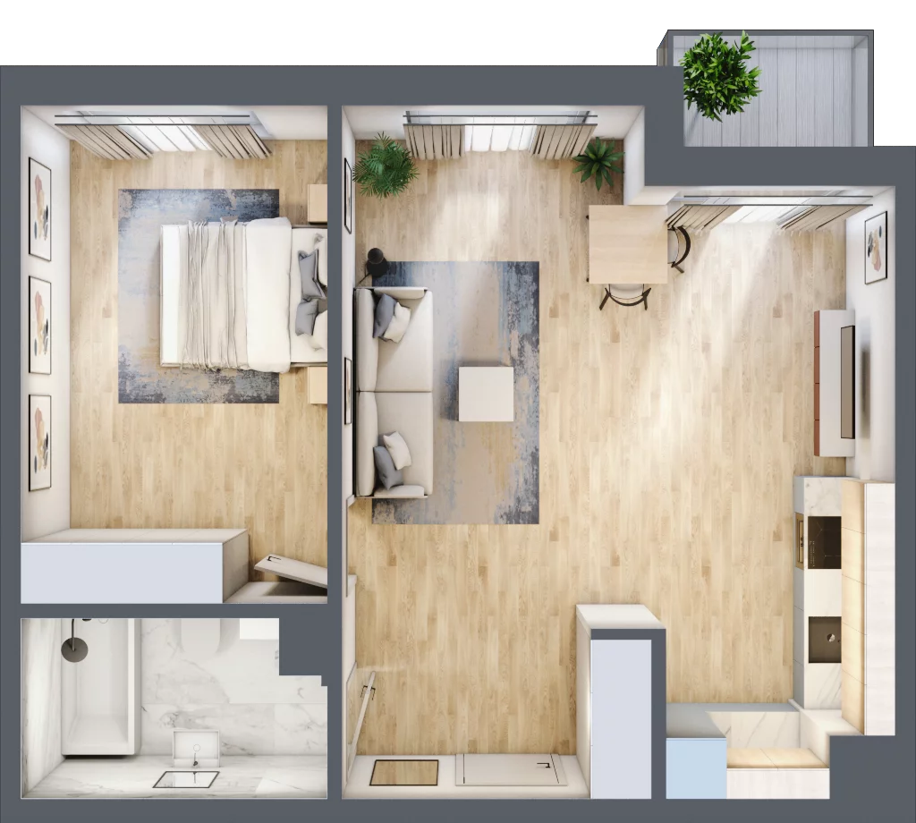 2 pokoje, mieszkanie 55,27 m², piętro 1, oferta nr 87, Aura Mokotów II, Warszawa, Mokotów, Siekierki, ul. Bluszczańska