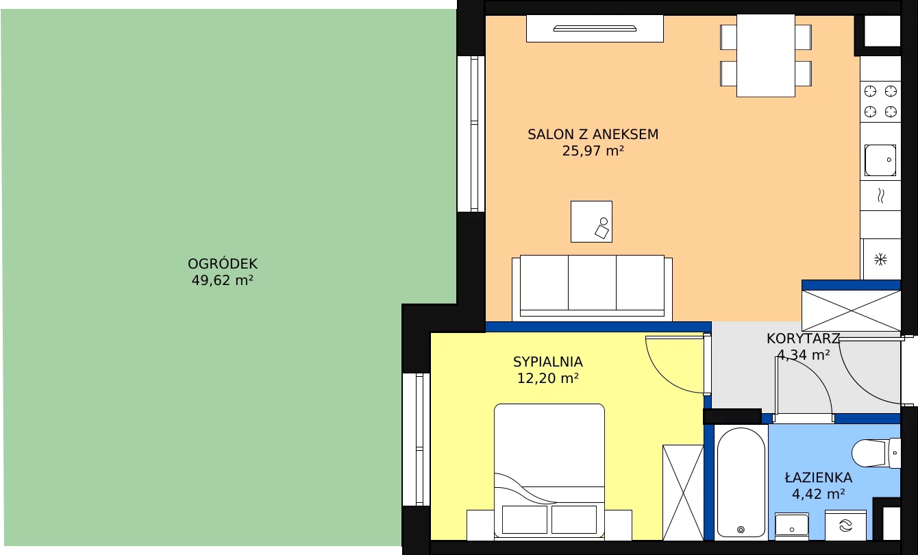 Zalety apartamentu 46.93 m², 110