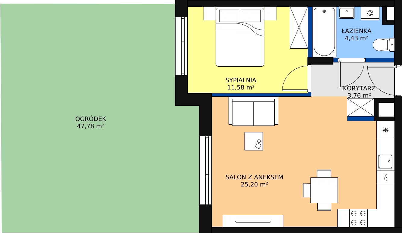 Zalety mieszkania 44.97 m², 111