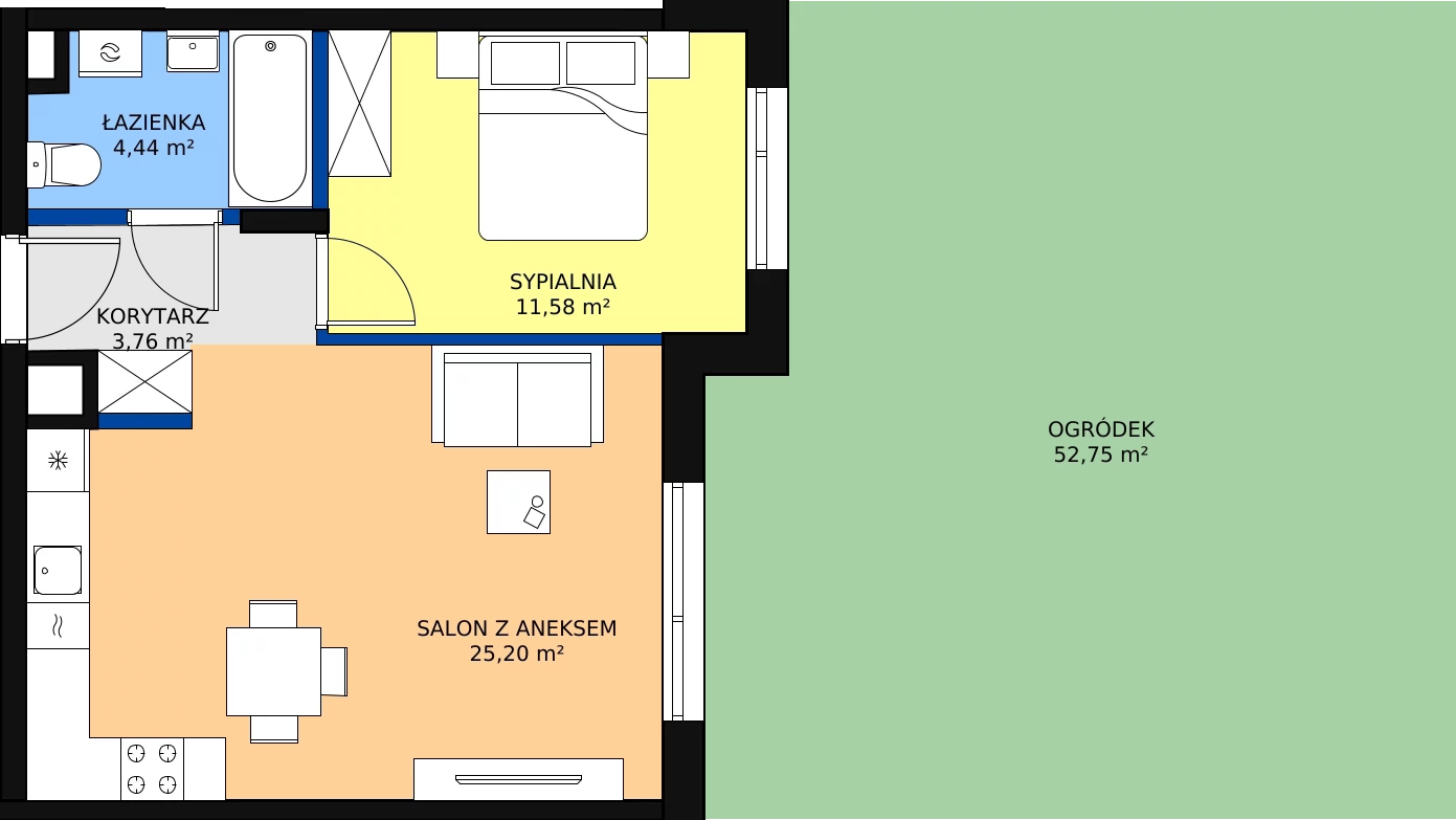 Zalety mieszkania 44.98 m², 112