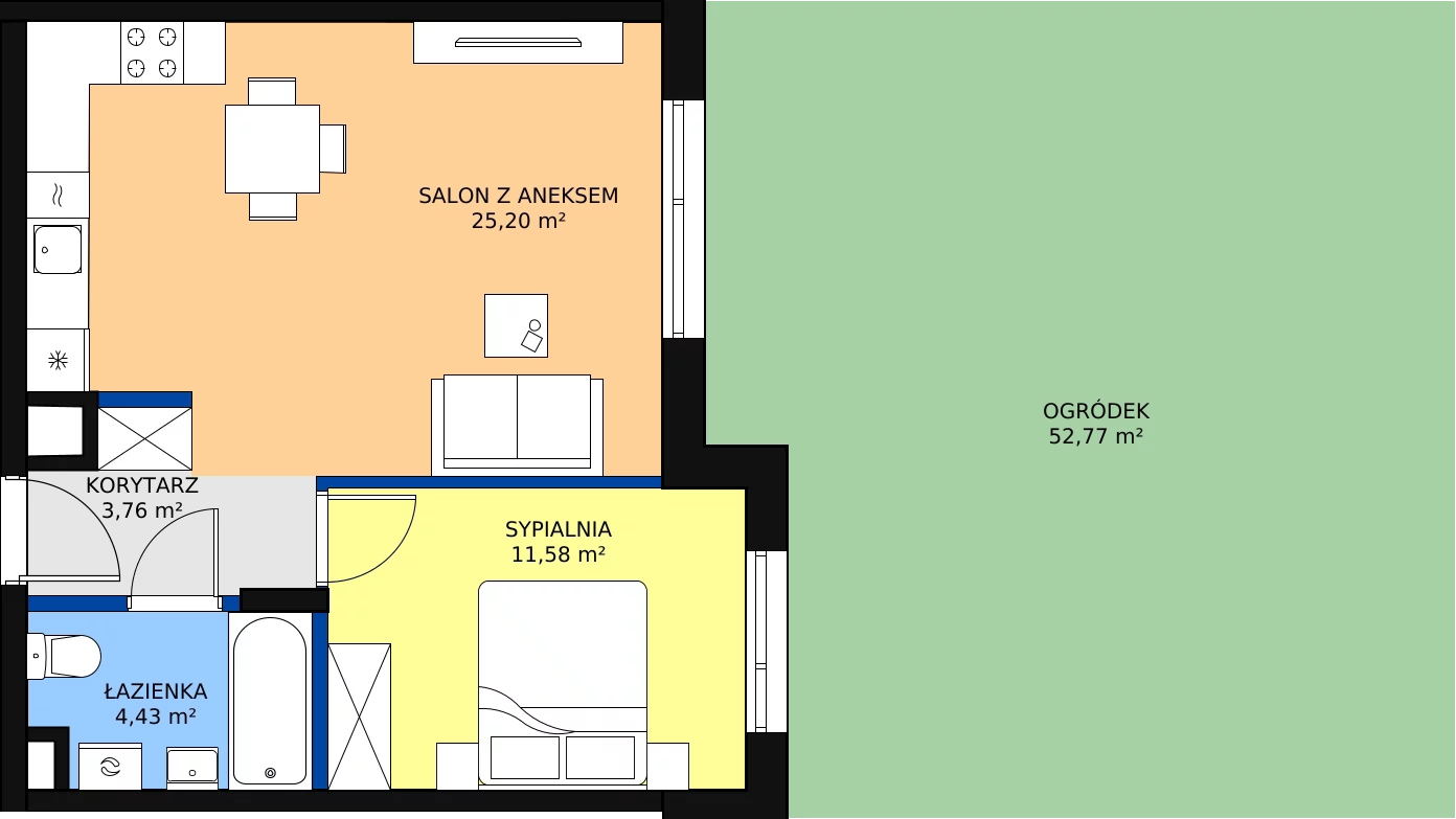 Zalety apartamentu 44.97 m², 129