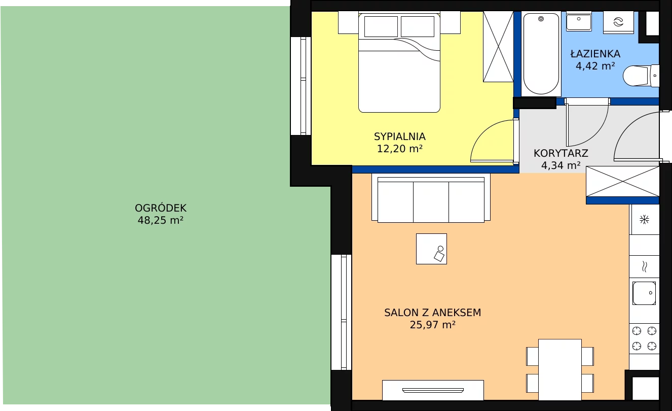 Zalety apartamentu 46.93 m², 131