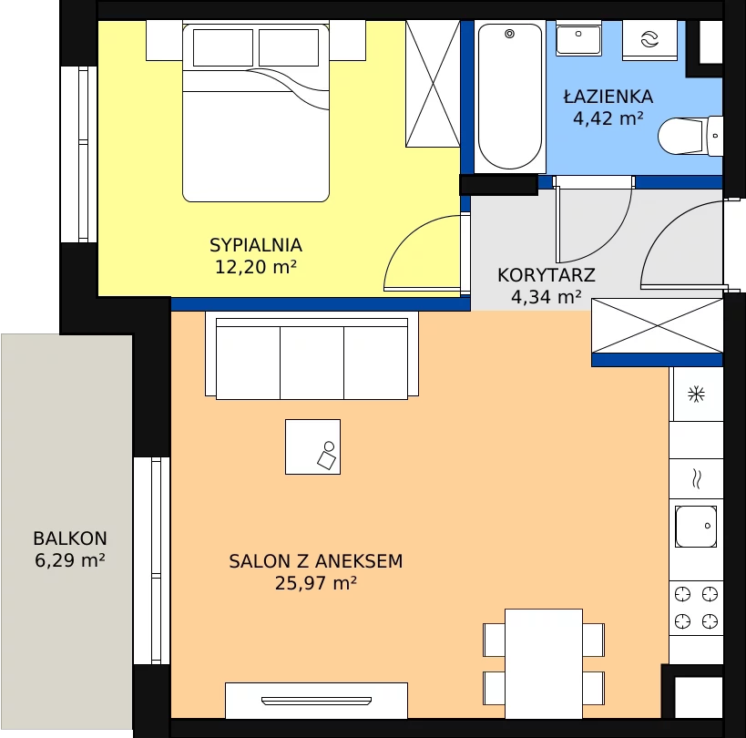 Zalety mieszkania 46.93 m², 138