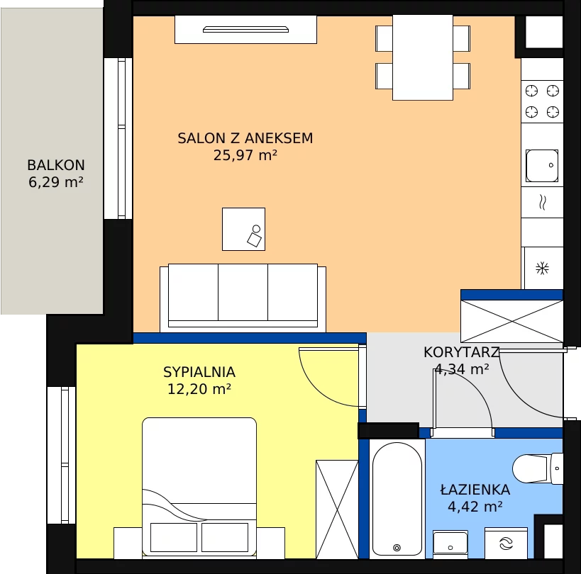 Zalety mieszkania 46.93 m², 139