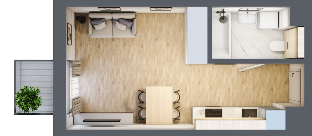 2 pokoje, mieszkanie 43,36 m², piętro 1, oferta nr 26, Aura Nova, Ożarów Mazowiecki, ul. Kapucka / Widok
