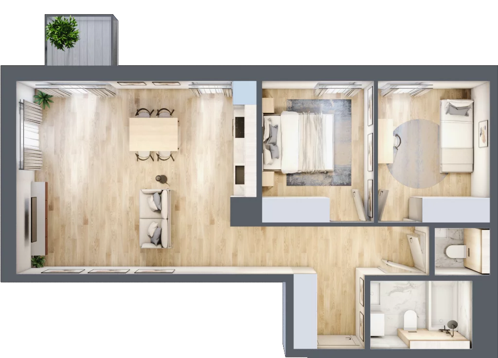 2 pokoje, mieszkanie 41,50 m², piętro 3, oferta nr 46, Aura Nova, Ożarów Mazowiecki, ul. Kapucka / Widok