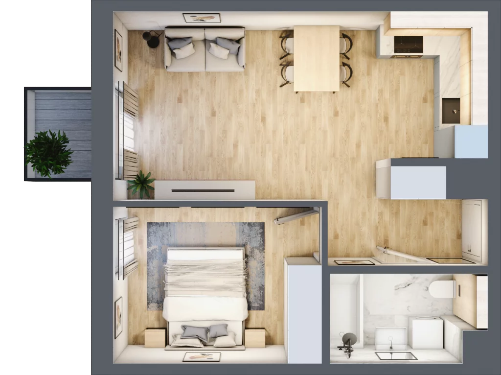 2 pokoje, mieszkanie 40,19 m², piętro 3, oferta nr 47, Aura Nova, Ożarów Mazowiecki, ul. Kapucka / Widok