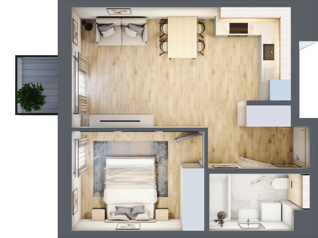 2 pokoje, mieszkanie 42,27 m², piętro 3, oferta nr 48, Aura Nova, Ożarów Mazowiecki, ul. Kapucka / Widok