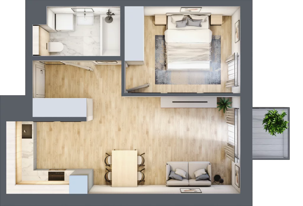 2 pokoje, mieszkanie 42,27 m², piętro 2, oferta nr 75, Aura Nova, Ożarów Mazowiecki, ul. Kapucka / Widok