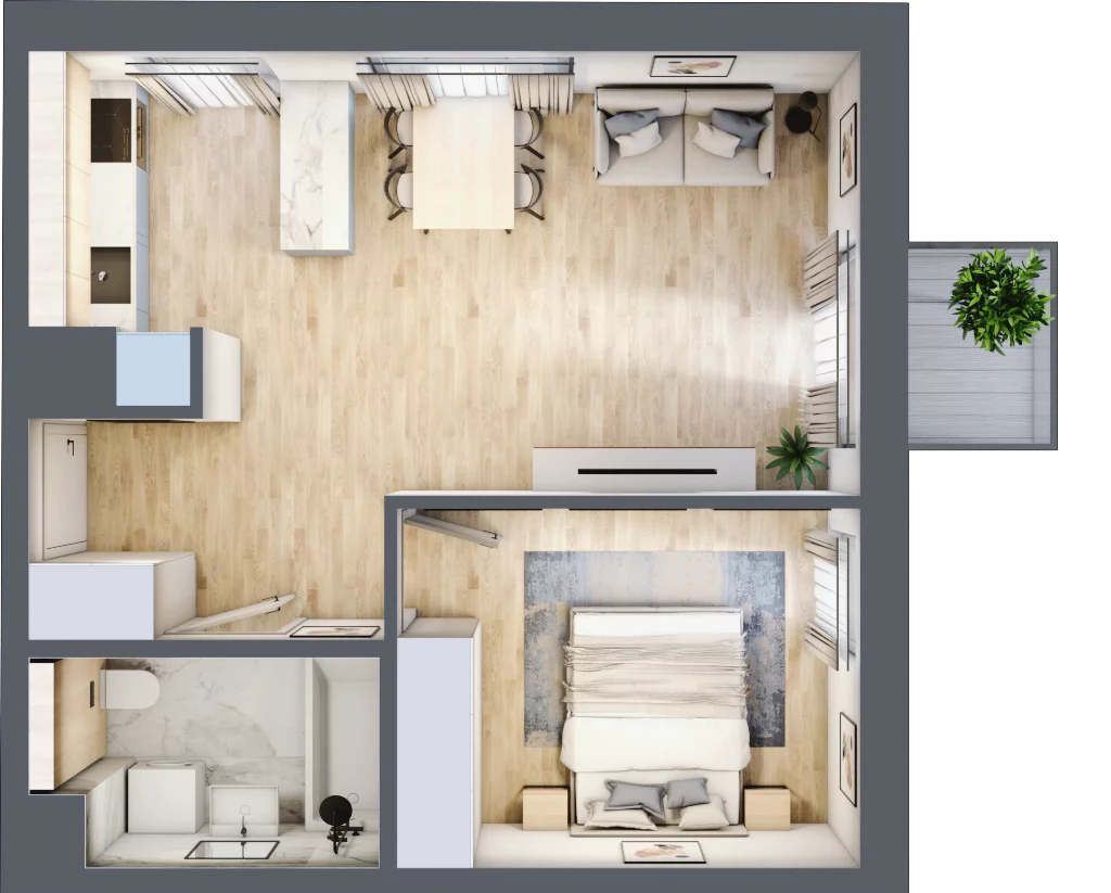 2 pokoje, mieszkanie 41,45 m², piętro 1, oferta nr 108, Aura Nova, Ożarów Mazowiecki, ul. Kapucka / Widok