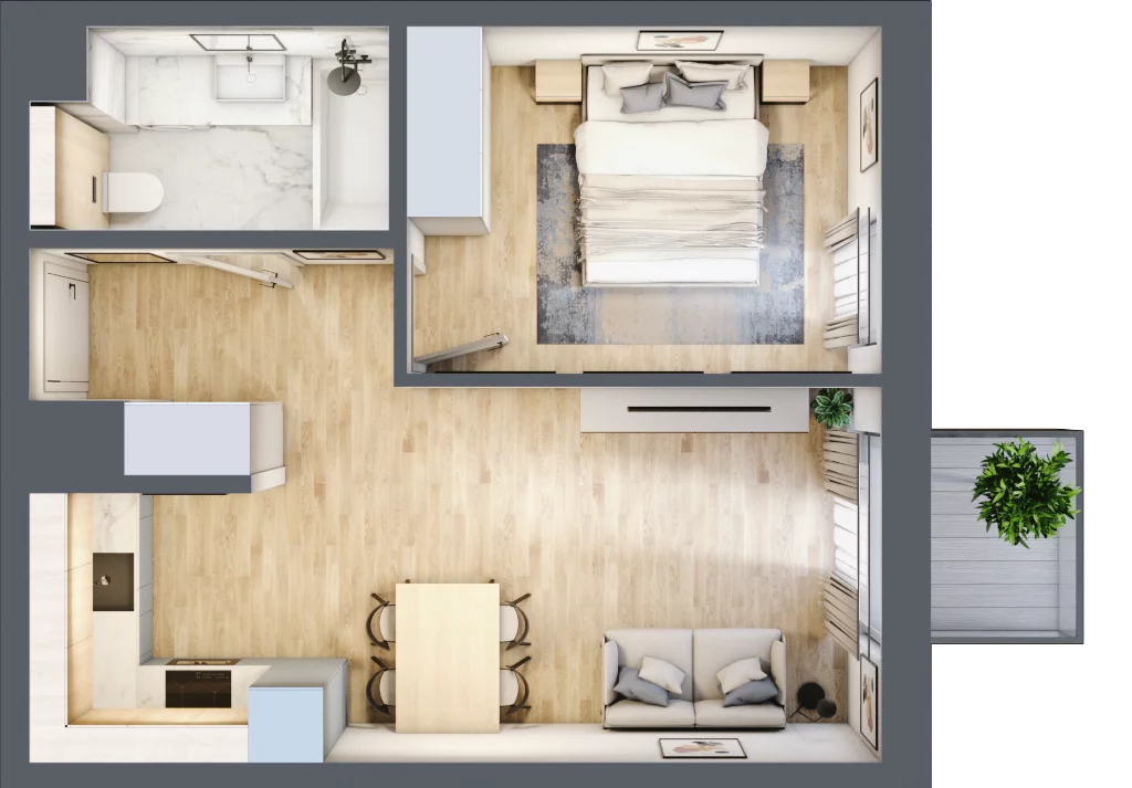 2 pokoje, mieszkanie 38,02 m², piętro 2, oferta nr C/028, Aura Nova, Ożarów Mazowiecki, ul. Kapucka / Widok