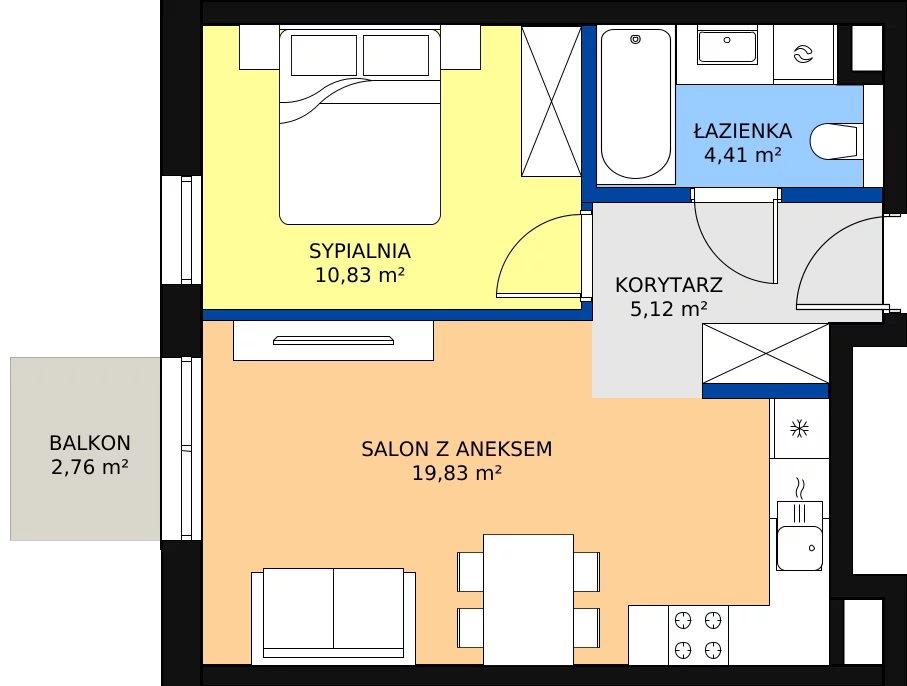 Zalety mieszkania 40.19 m², C/033