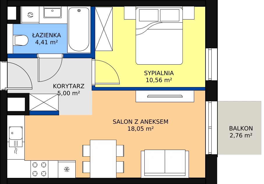 Zalety mieszkania 38.02 m², C/040