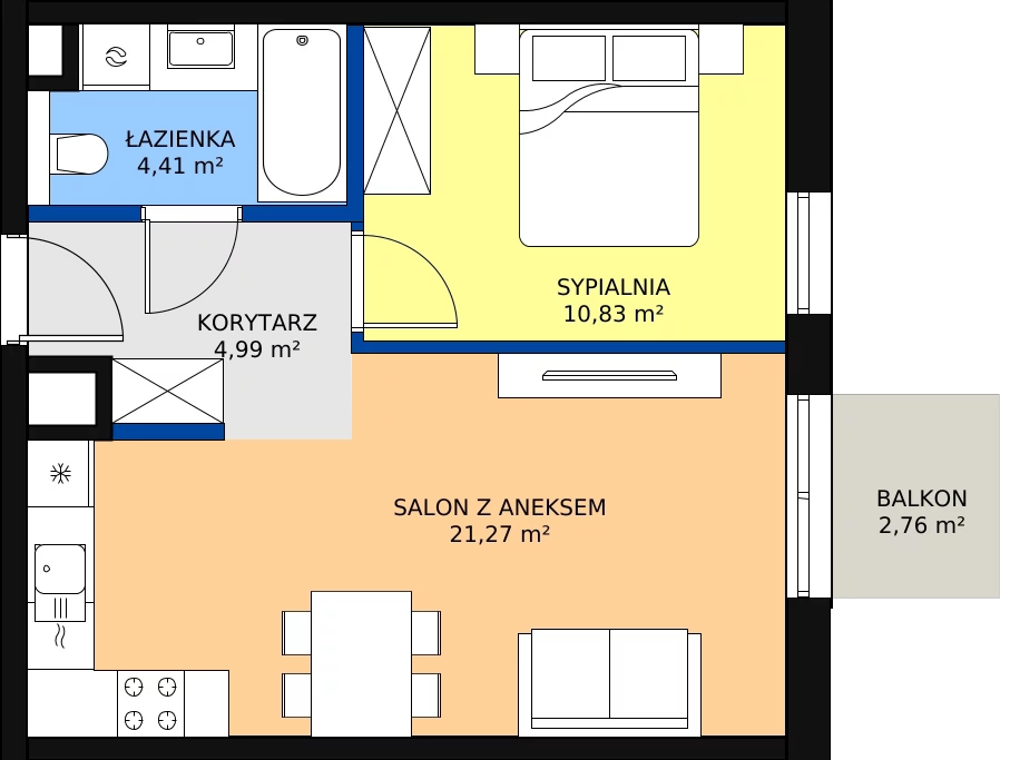 Zalety mieszkania 41.5 m², C/041