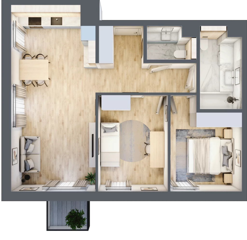 3 pokoje, mieszkanie 63,99 m², piętro 1, oferta nr C/064, Aura Nova, Ożarów Mazowiecki, ul. Kapucka / Widok
