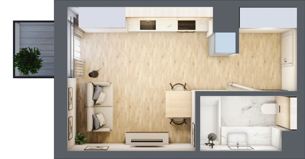 1 pokój, mieszkanie 27,58 m², piętro 2, oferta nr C/067, Aura Nova, Ożarów Mazowiecki, ul. Kapucka / Widok