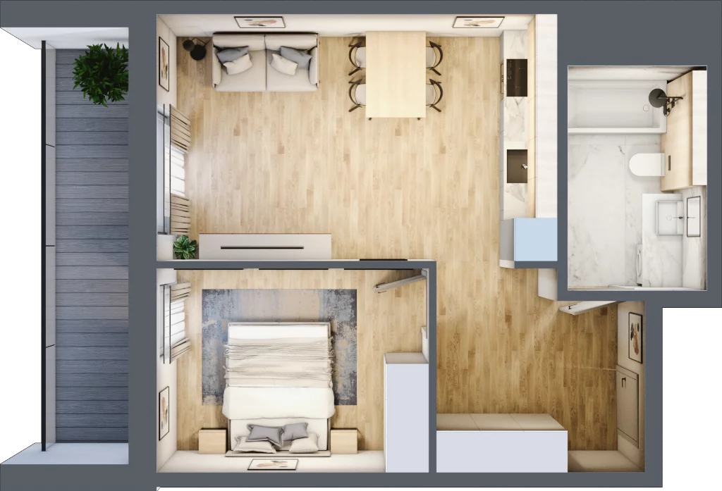 2 pokoje, mieszkanie 44,12 m², parter, oferta nr D/098, Aura Nova, Ożarów Mazowiecki, ul. Kapucka / Widok