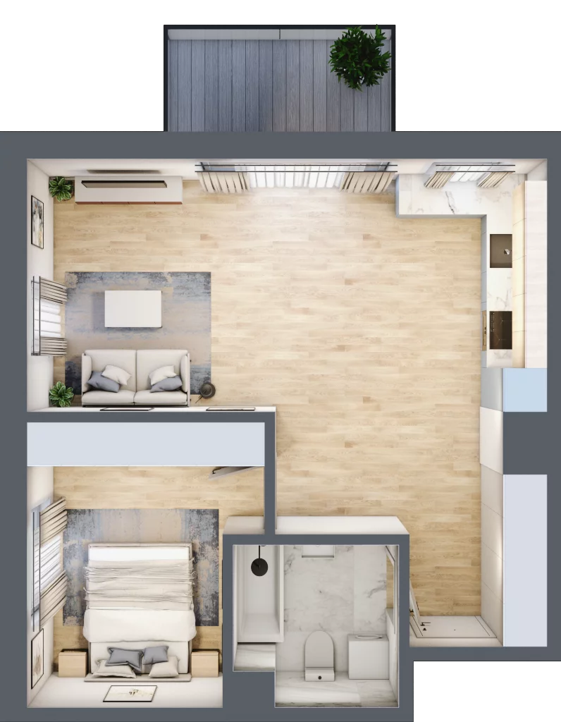 2 pokoje, mieszkanie 50,50 m², piętro 1, oferta nr B21, Aura Mokotów I, Warszawa, Mokotów, Siekierki, ul. Bluszczańska