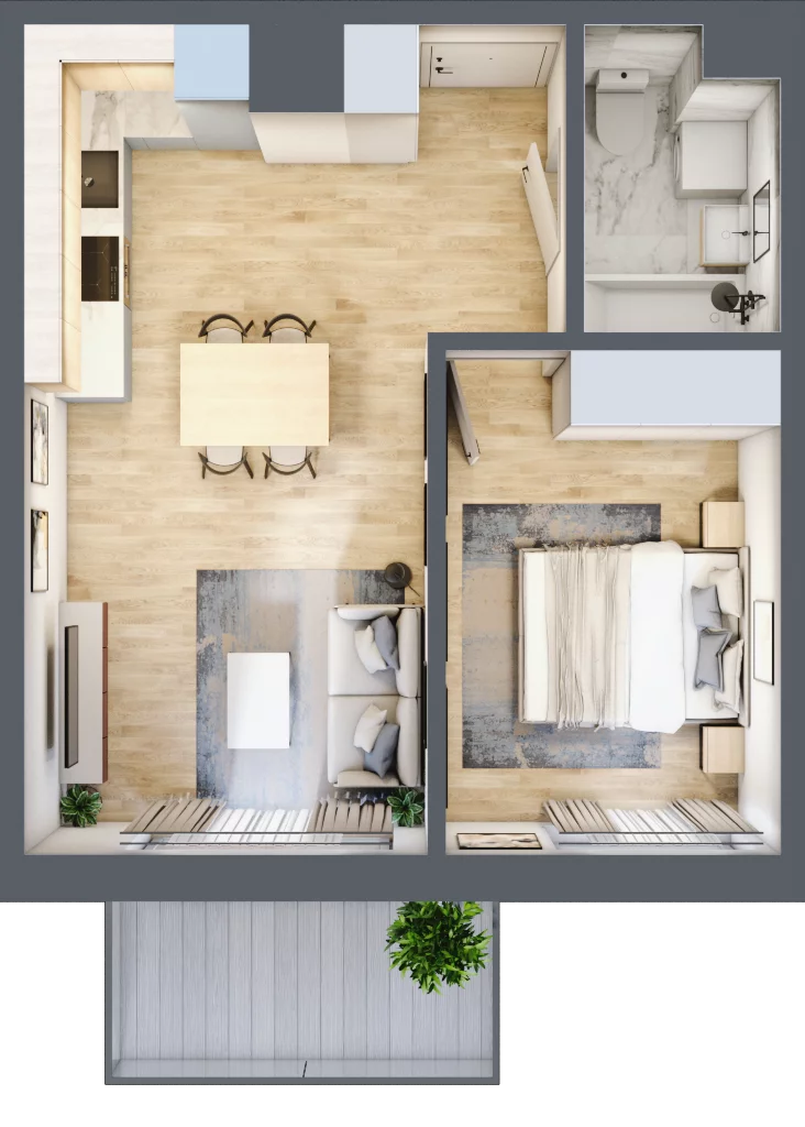 2 pokoje, mieszkanie 38,51 m², piętro 1, oferta nr B15, Aura Mokotów I, Warszawa, Mokotów, Siekierki, ul. Bluszczańska