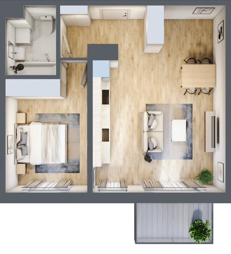 2 pokoje, mieszkanie 49,78 m², piętro 1, oferta nr D18, Aura Mokotów I, Warszawa, Mokotów, Siekierki, ul. Bluszczańska