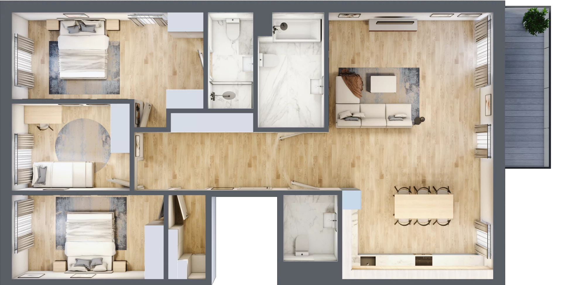 4 pokoje, mieszkanie 116,75 m², piętro 1, oferta nr E13, Aura Mokotów I, Warszawa, Mokotów, Siekierki, ul. Bluszczańska