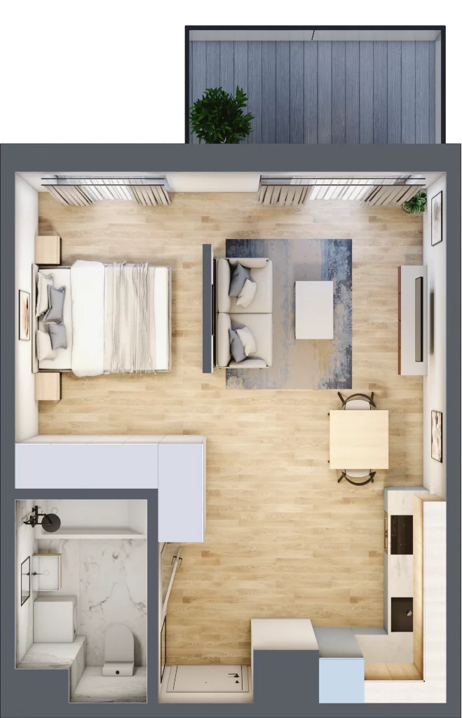 1 pokój, mieszkanie 35,28 m², piętro 2, oferta nr E31, Aura Mokotów I, Warszawa, Mokotów, Siekierki, ul. Bluszczańska