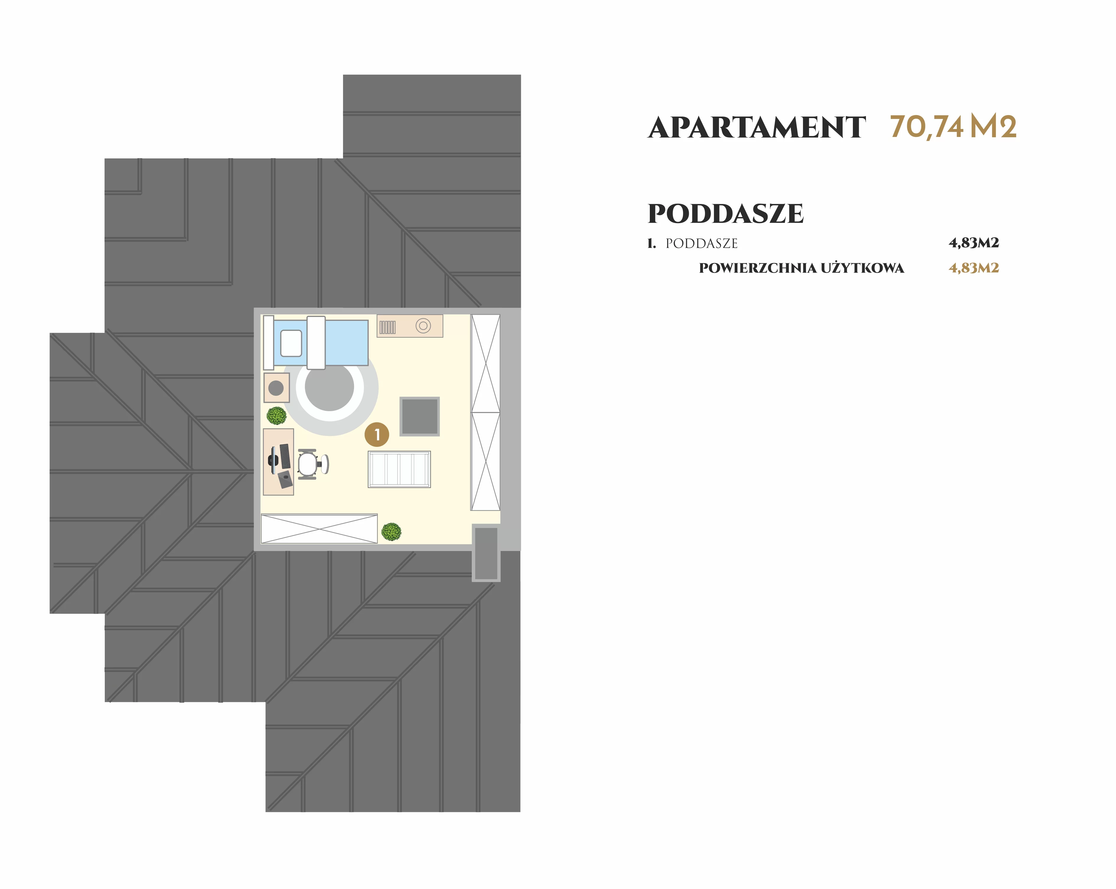 Apartament 70,74 m², piętro 1, oferta nr VI.3.2, Ogrody Tesoro VI, Pogórze, ul. Aleja Iberyjska