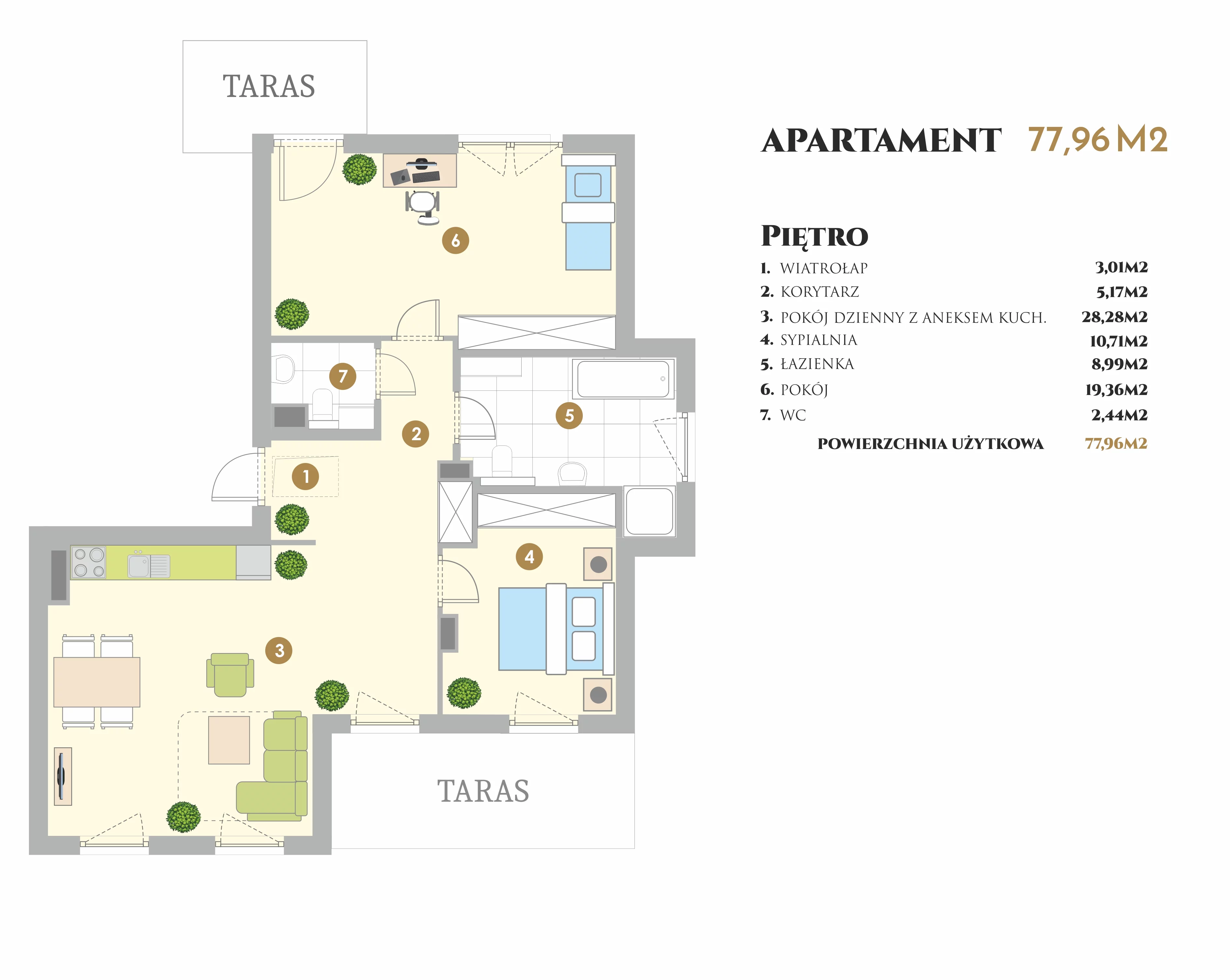 Apartament 78,00 m², piętro 1, oferta nr VI.10.2, Ogrody Tesoro VI, Pogórze, ul. Aleja Iberyjska