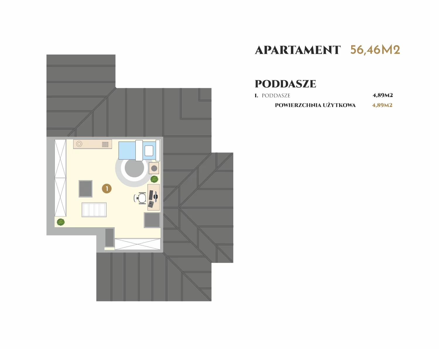 Apartament 56,00 m², piętro 1, oferta nr VI.6.2, Ogrody Tesoro VI, Pogórze, ul. Aleja Iberyjska