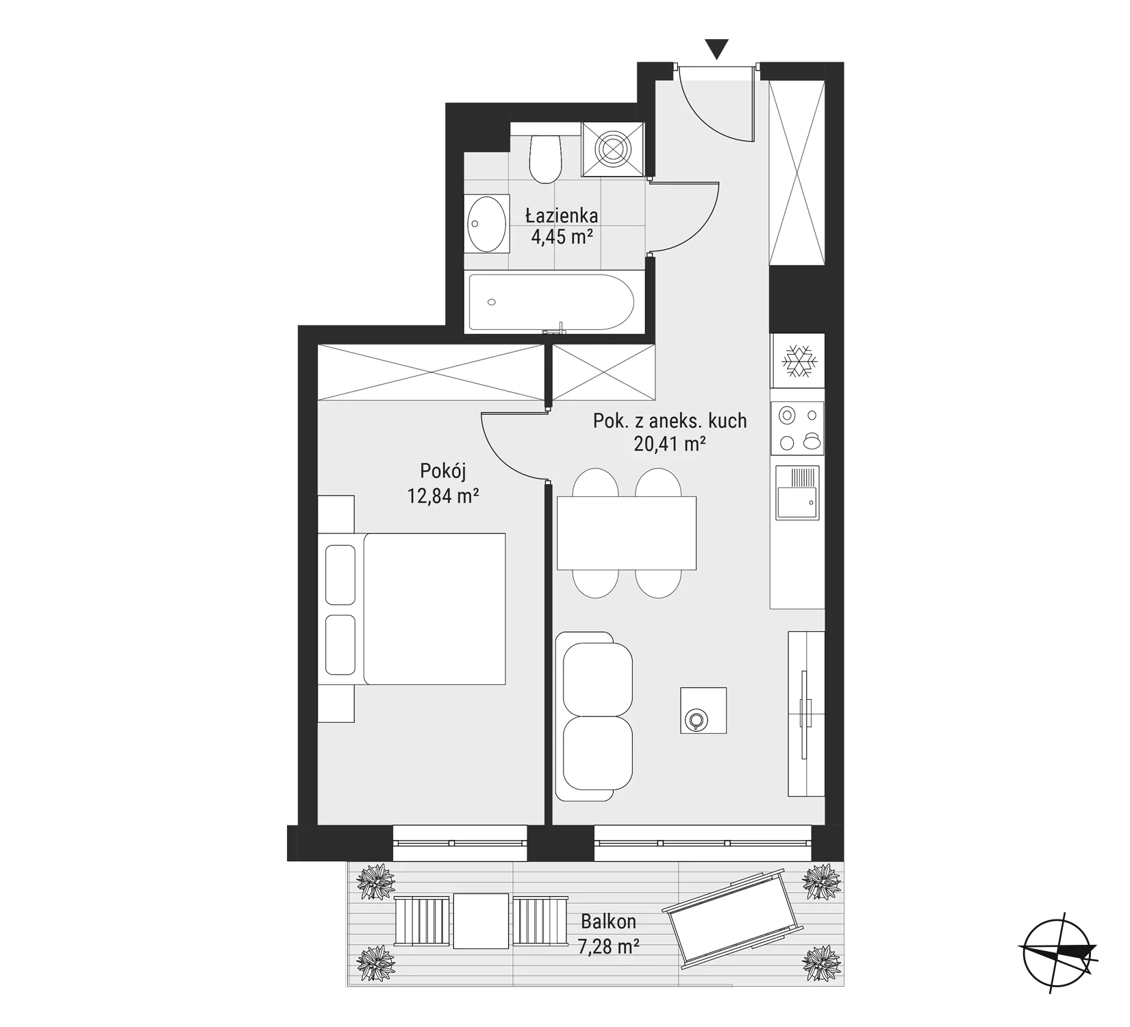 2 pokoje, mieszkanie 37,70 m², piętro 6, oferta nr mieszkanie 69, Bytkowska 3.0, Katowice, Wełnowiec-Józefowiec, ul. Bytkowska
