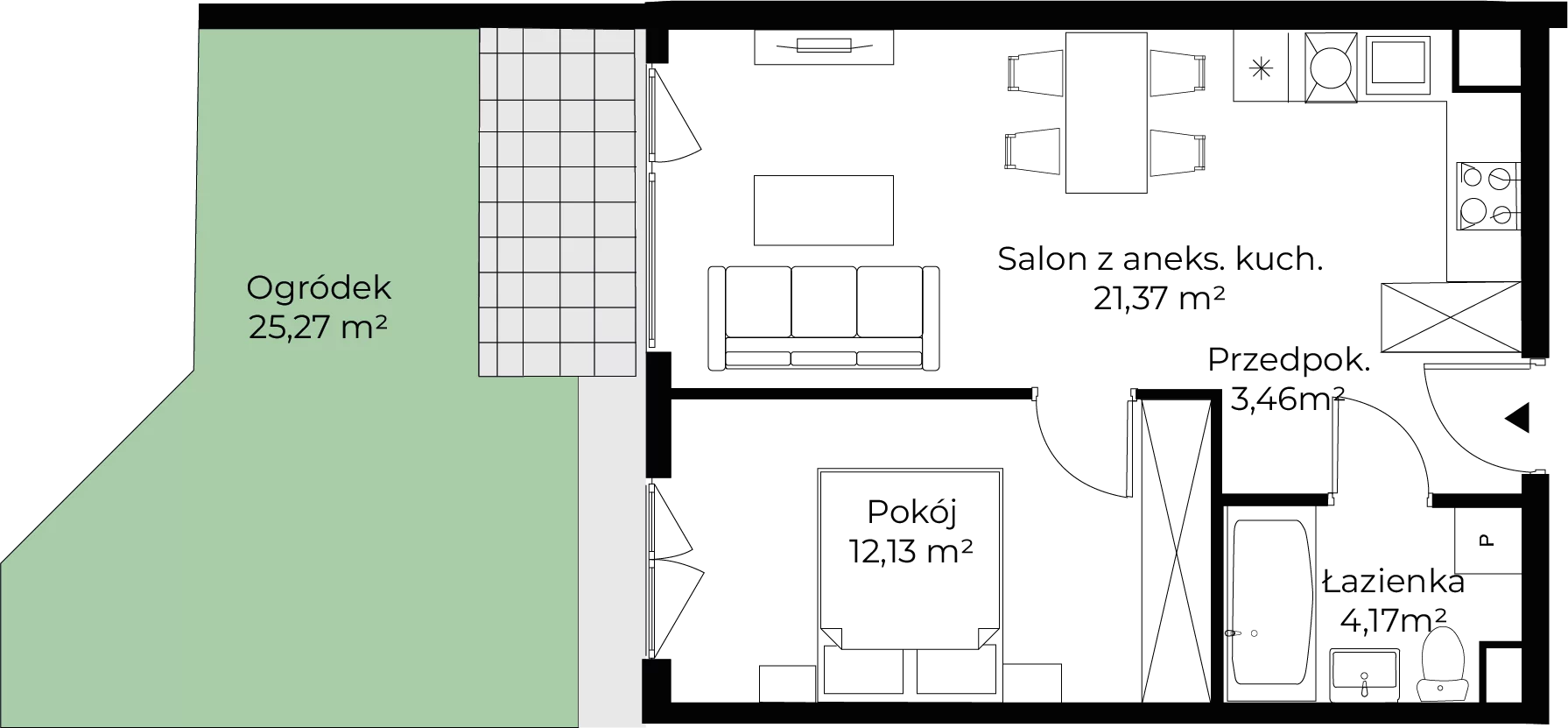 2 pokoje, mieszkanie 41,13 m², parter, oferta nr mieszkanie 117, Mikusińskiego 25, Katowice, Wełnowiec-Józefowiec, Wełnowiec, ul. Jana Mikusińskiego 25