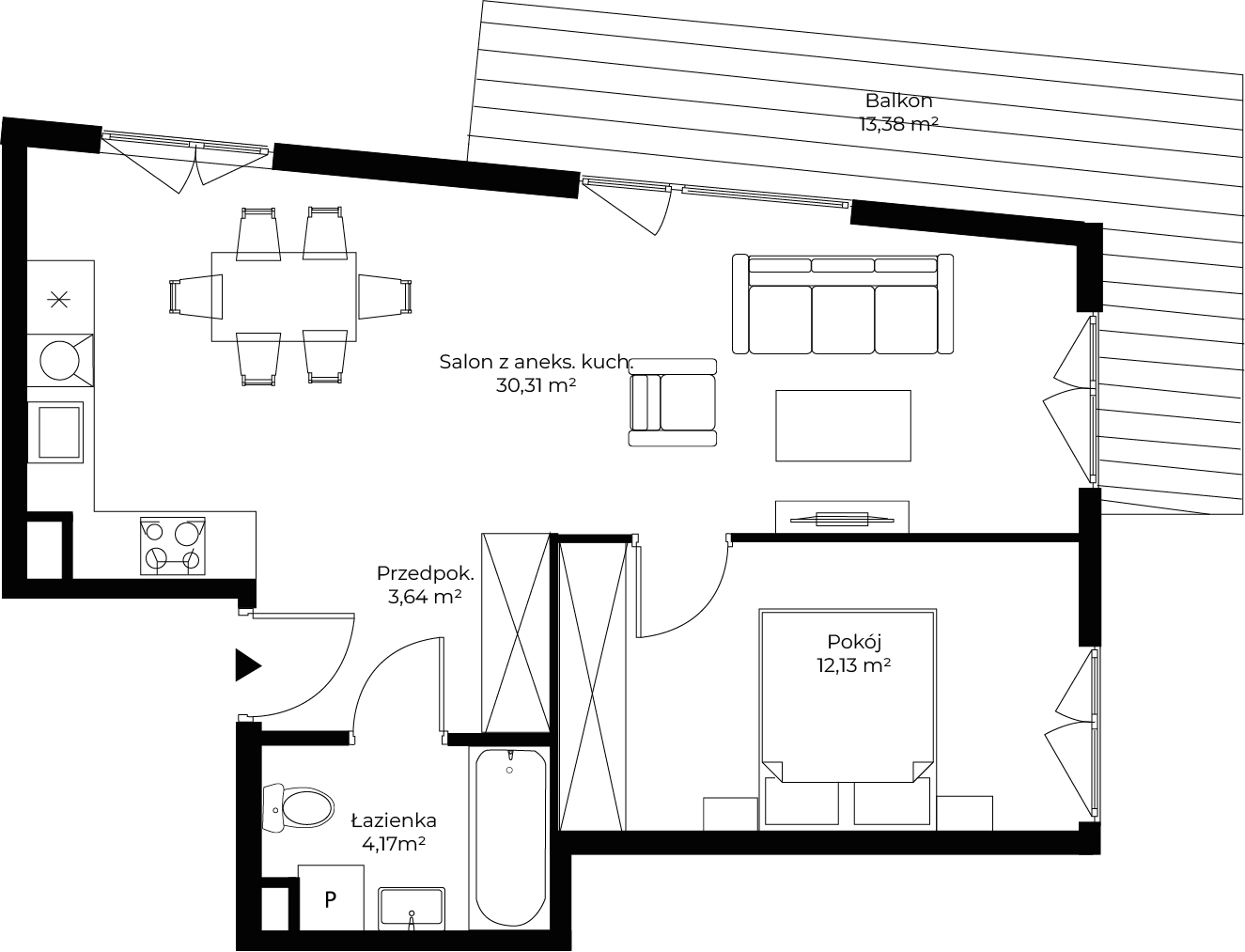 2 pokoje, mieszkanie 50,25 m², piętro 1, oferta nr mieszkanie 119, Mikusińskiego 25, Katowice, Wełnowiec-Józefowiec, Wełnowiec, ul. Jana Mikusińskiego 25