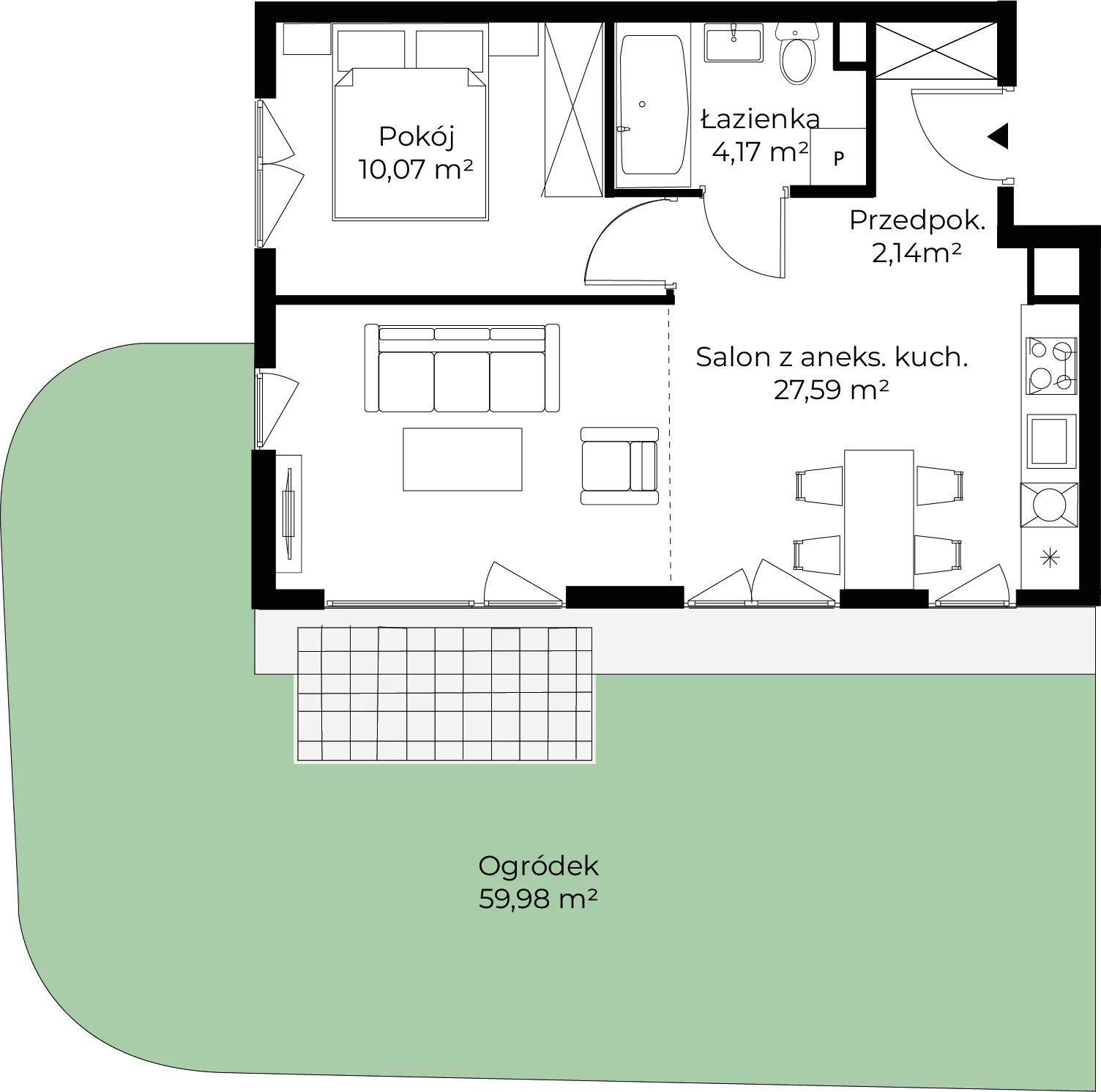 2 pokoje, mieszkanie 43,97 m², parter, oferta nr mieszkanie 8, Mikusińskiego 25, Katowice, Wełnowiec-Józefowiec, Wełnowiec, ul. Jana Mikusińskiego 25