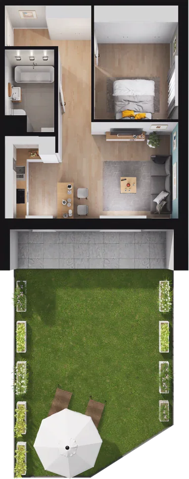 2 pokoje, mieszkanie 47,07 m², parter, oferta nr B.01, Nowa Namiarkowa, Będzin, ul. Namiarkowa 15D