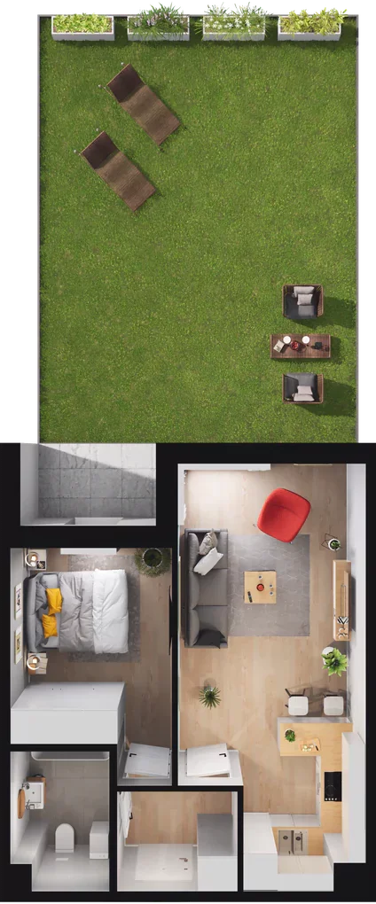 2 pokoje, mieszkanie 42,10 m², parter, oferta nr B.06, Nowa Namiarkowa, Będzin, ul. Namiarkowa 15D