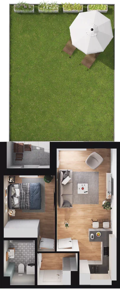 2 pokoje, mieszkanie 42,03 m², parter, oferta nr B.07, Nowa Namiarkowa, Będzin, ul. Namiarkowa 15D