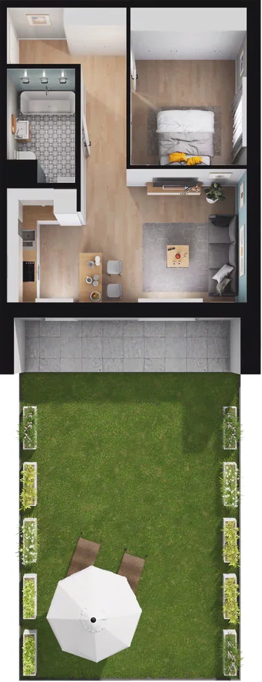 2 pokoje, mieszkanie 47,07 m², parter, oferta nr C.01, Nowa Namiarkowa, Będzin, ul. Namiarkowa 15D