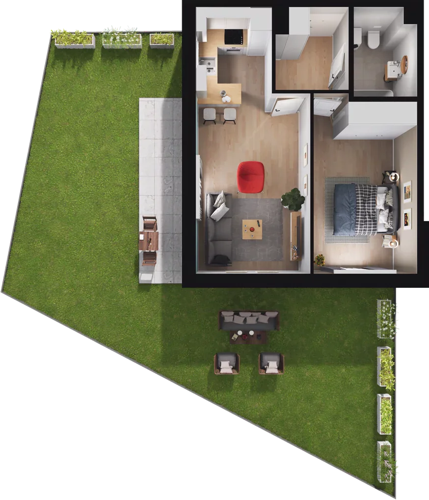 2 pokoje, mieszkanie 45,94 m², parter, oferta nr C.04, Nowa Namiarkowa, Będzin, ul. Namiarkowa 15D